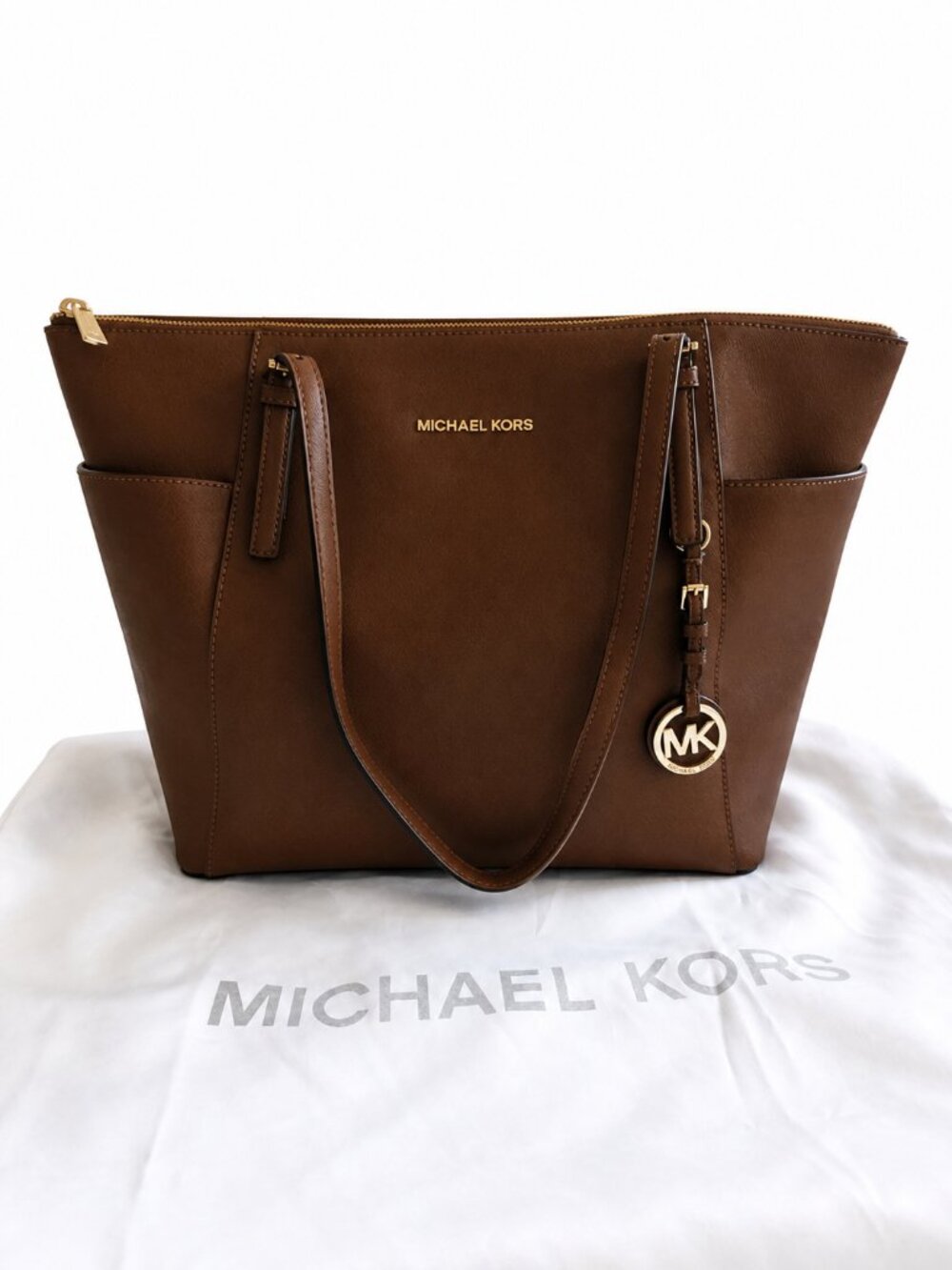 Michael Kors Brown Saffiano Leather Tote | Gold Hardware w/ Dustbag Included